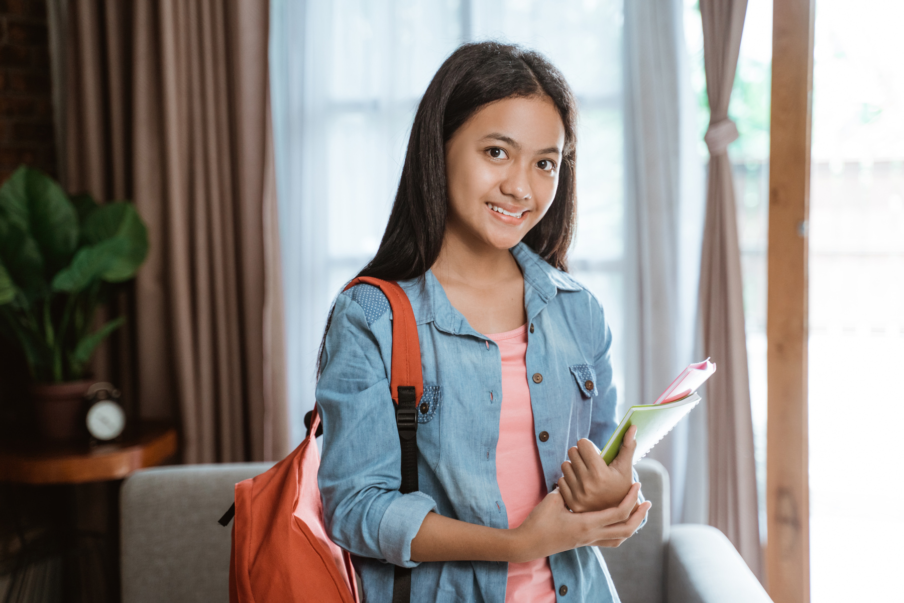 Beautiful Teen Student Asian Smiling